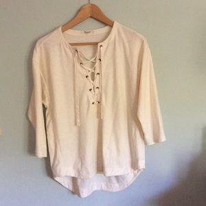 Madewell knit top with lacing detail